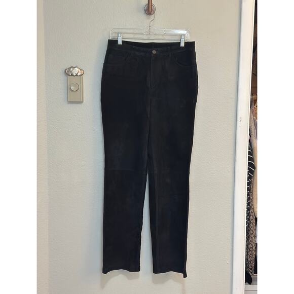 Vintage 90s Brandon Thomas Black Suede Straight Leg Pants Western Cowgirl Fall - Picture 2 of 10